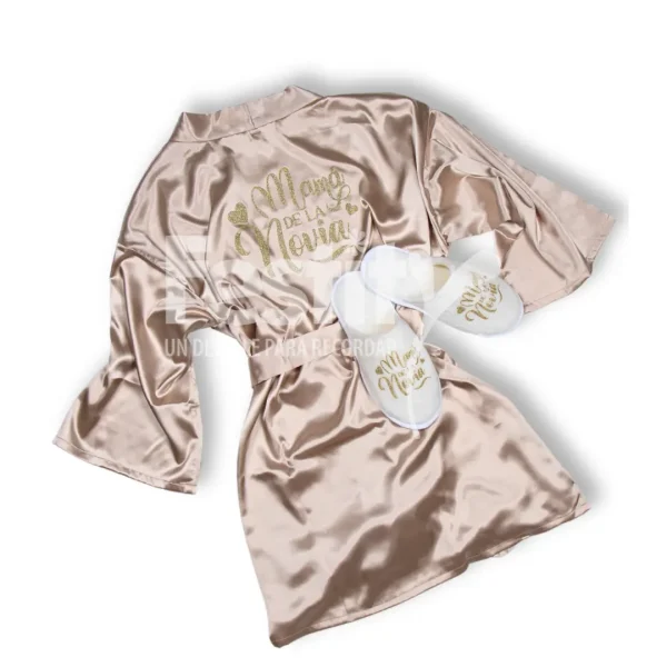 Duo Bata satin con pantufla peluche